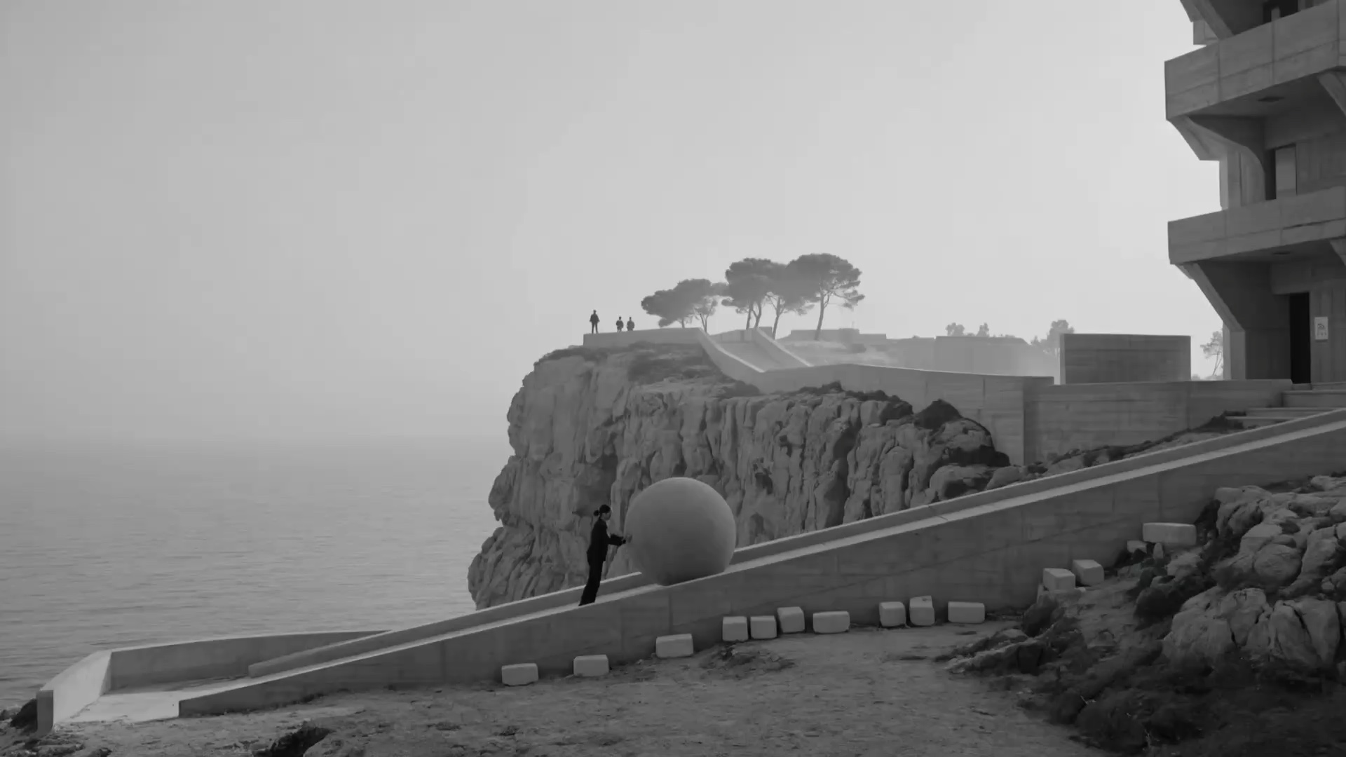 Film still: the start of the climb.